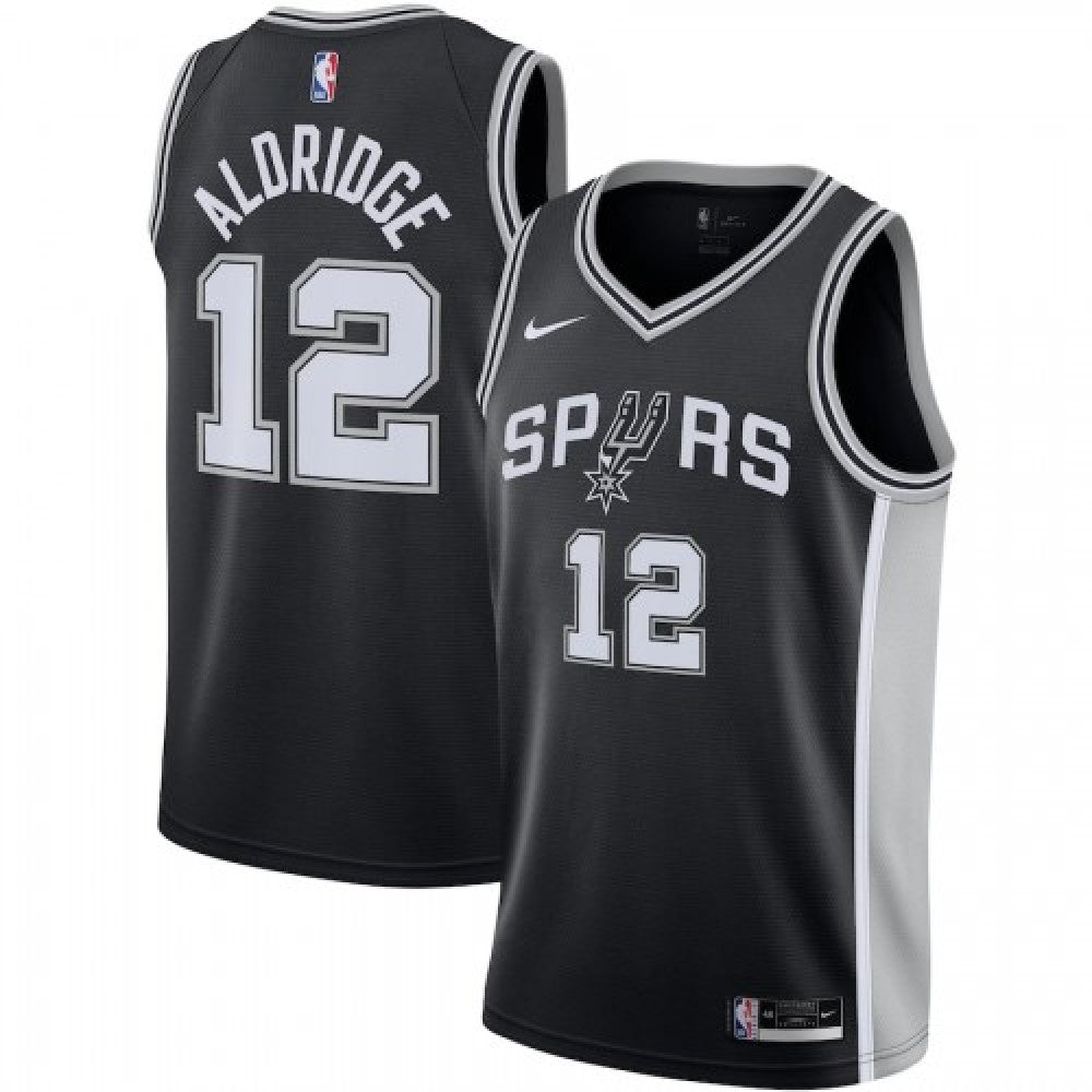 Men's San Antonio Spurs LaMarcus Aldridge #12 Nike Black 2020/21 Swingman NBA Jersey - Icon Edition