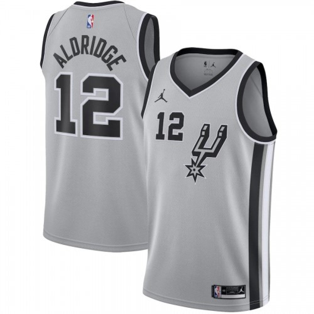 Men's San Antonio Spurs LaMarcus Aldridge #12 Jordan Silver 20/21 Swingman NBA Jersey- Statement Edition