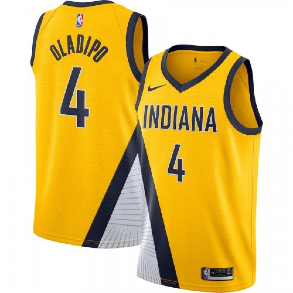 Men's Indiana Pacers Victor Oladipo #4 Nike Gold Finished Swingman NBA Jersey - Statement Edition