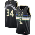 Men's Milwaukee Bucks Antetokounmpo #34 Jordan Black 20/21 Swingman NBA Jersey - Statement Edition