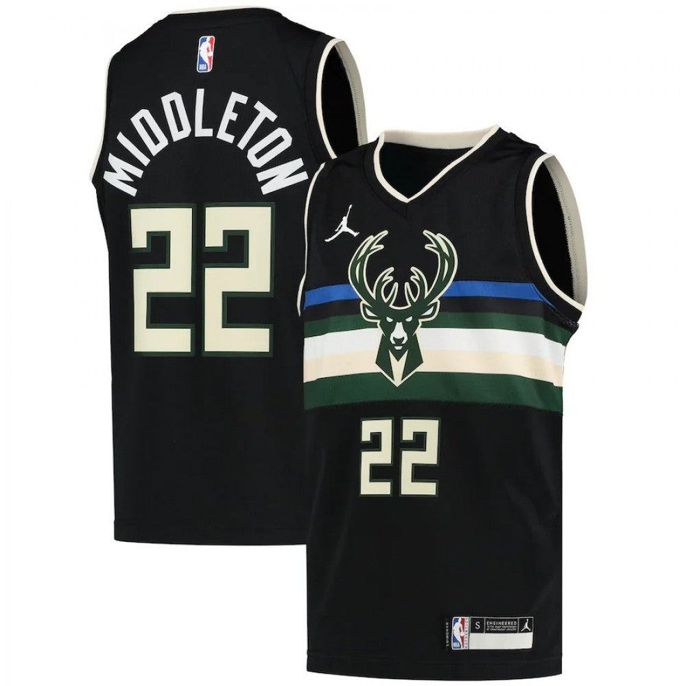 Men's Milwaukee Bucks Middleton #22 Jordan Black 20/21 Swingman NBA Jersey - Statement Edition