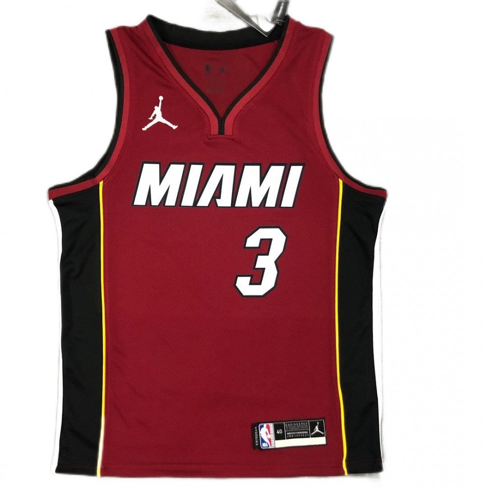 Men's Miami Heat Dwyane Wade #3 Jordan Red 20/21 Swingman Player NBA Jersey - Statement Edition