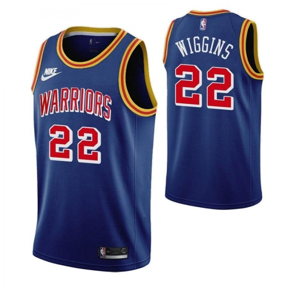 Men's Golden State Warriors Andrew Wiggins #22 Blue 2021/22 75th Anniversary NBA Jersey- Classic Edition