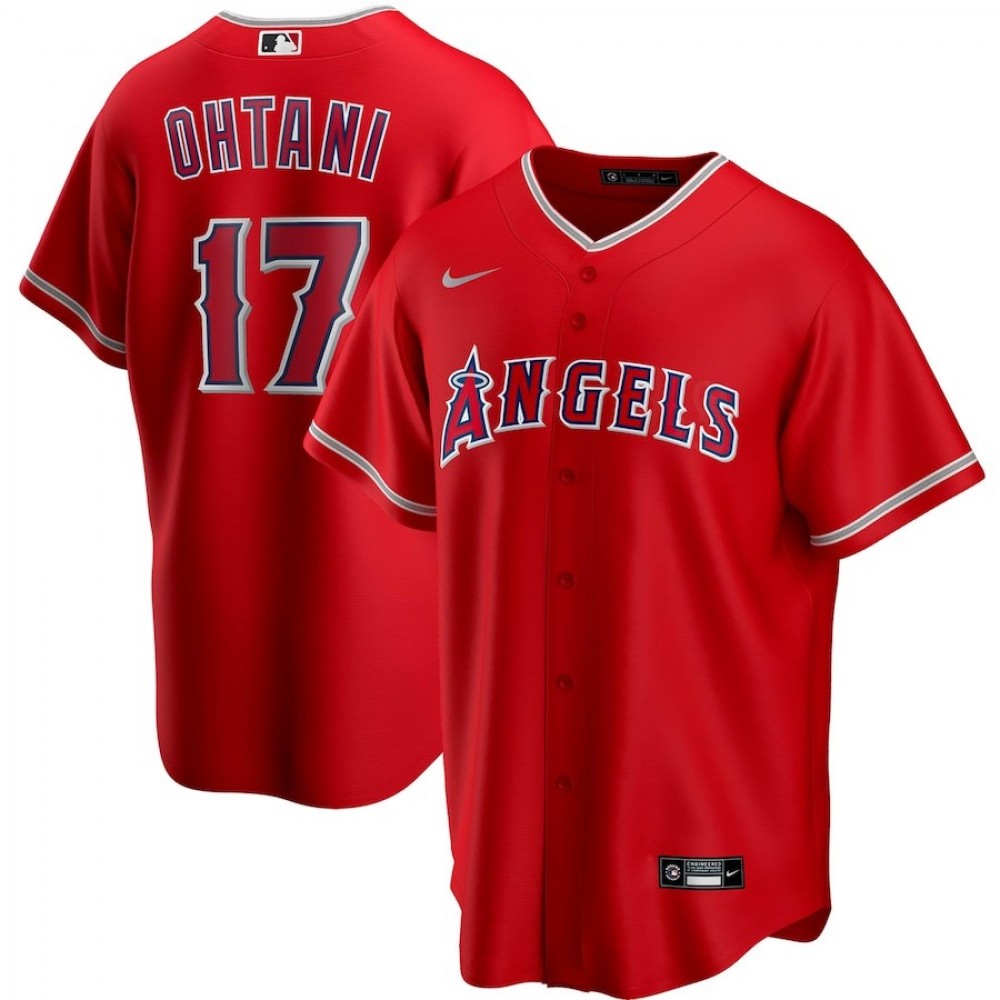 Men's Los Angeles Angels Shohei Ohtani #17 Nike Scarlet 2020 Alternate MLB Jersey
