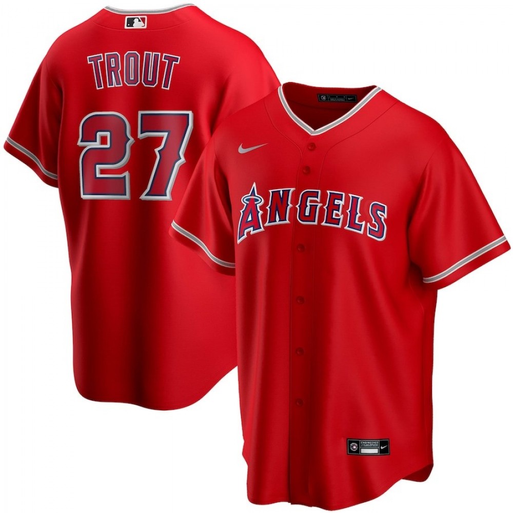 Men's Los Angeles Angels Mike Trout #27 Nike Scarlet 2020 Alternate MLB Jersey
