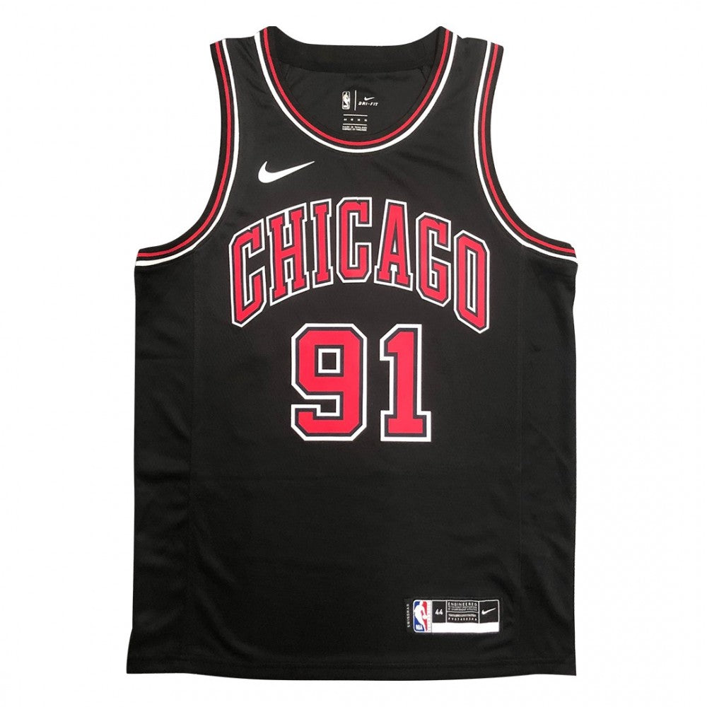 Men's Chicago Bulls Dennis Rodman #91 Nike Black Swingman NBA Jersey - Statement Edition