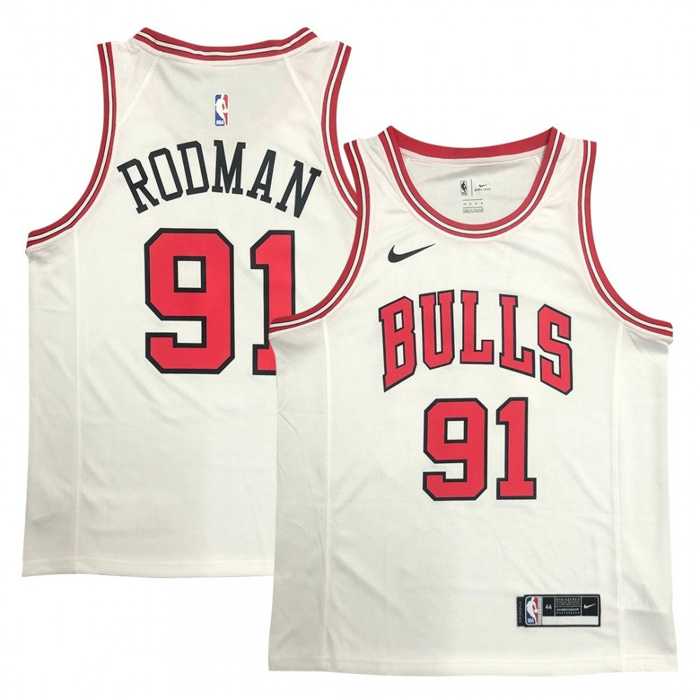 Men's Chicago Bulls Dennis Rodman #91 Nike White Swingman NBA Jersey - Association Edition