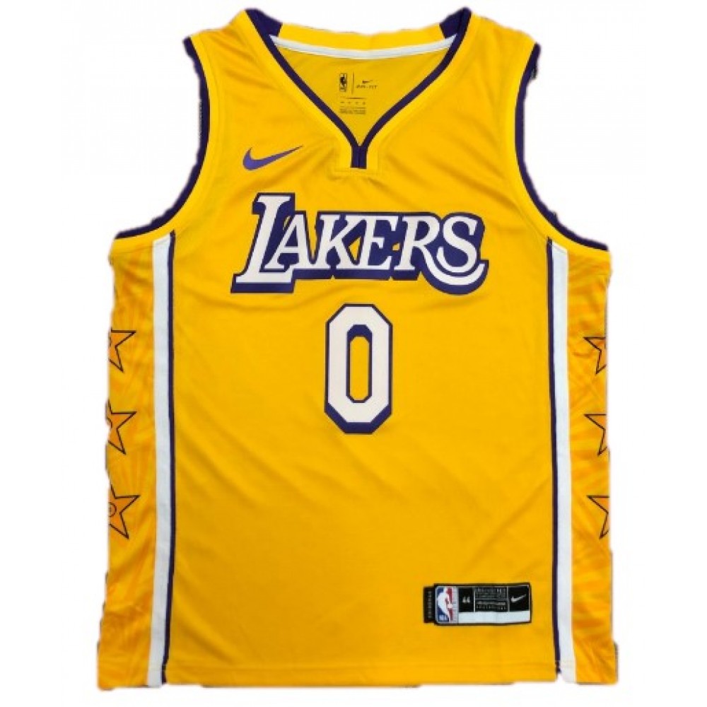 Men's Los Angeles Lakers Russell Westbrook #0 Nike Yellow Swingman NBA NBA Jersey - City Edition