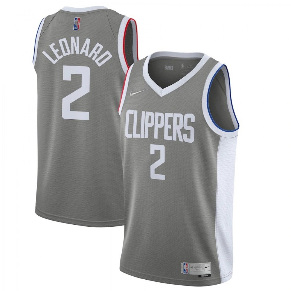 Men's LA Clippers Kawhi Leonard #2 Nike Gray 2020/21 Swingman Player NBA Jersey - Earned Edition