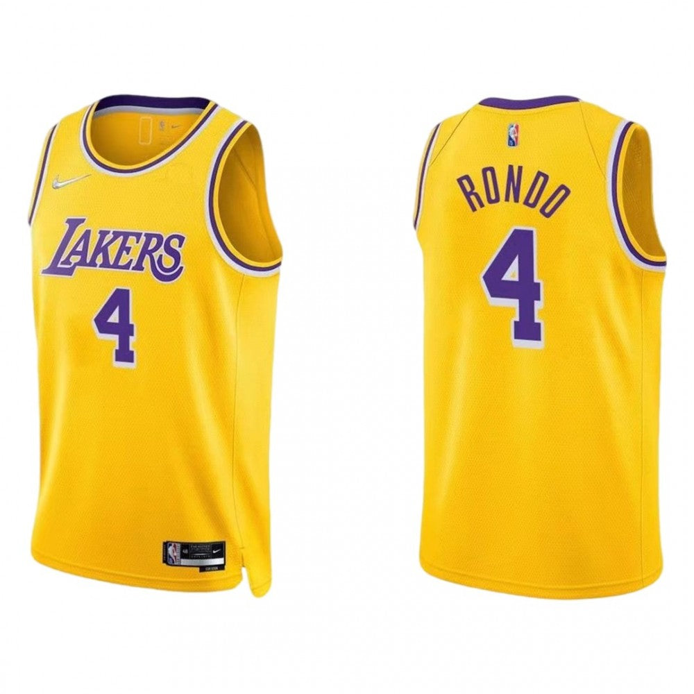 Men's Los Angeles Lakers Rajon Rondo #4 Nike Gold 2021/22 Swingman NBA Jersey - Icon Edition