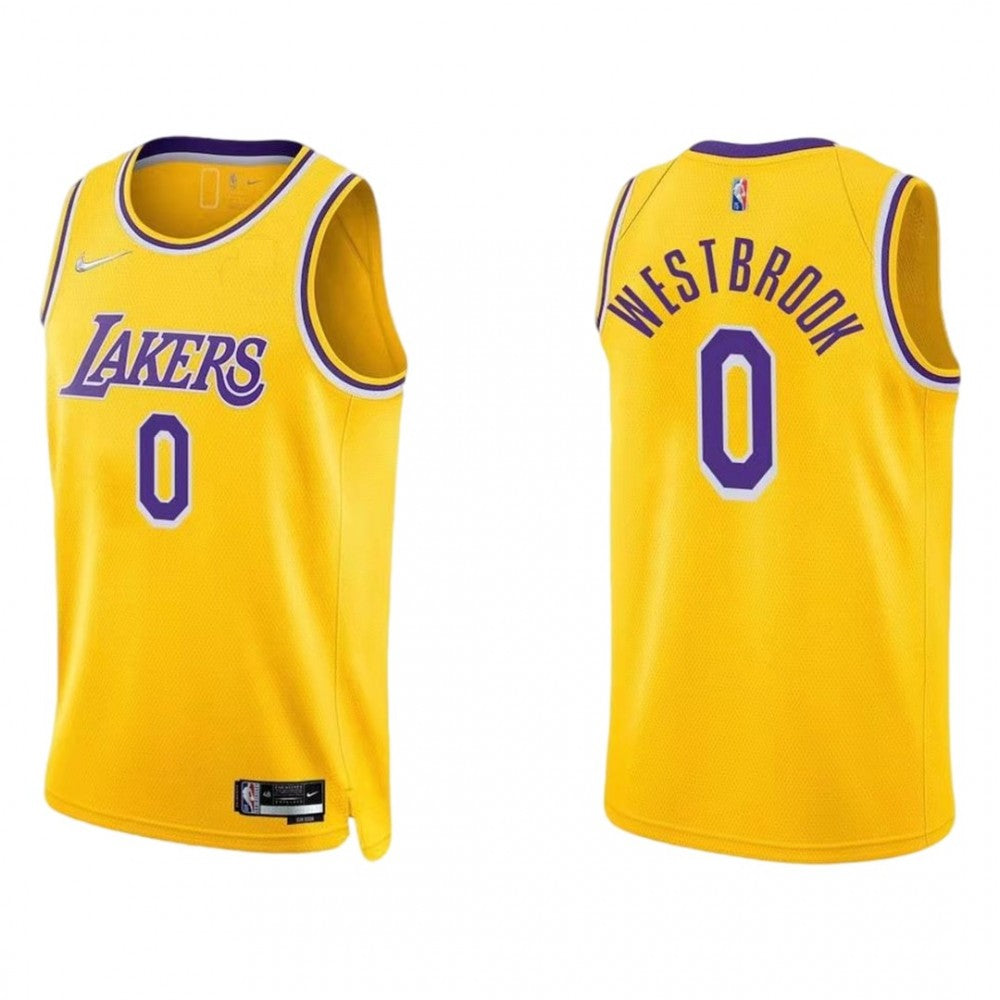 Men's Los Angeles Lakers Russell Westbrook #0 Nike Gold 2021/22 Swingman NBA Jersey - Icon Edition