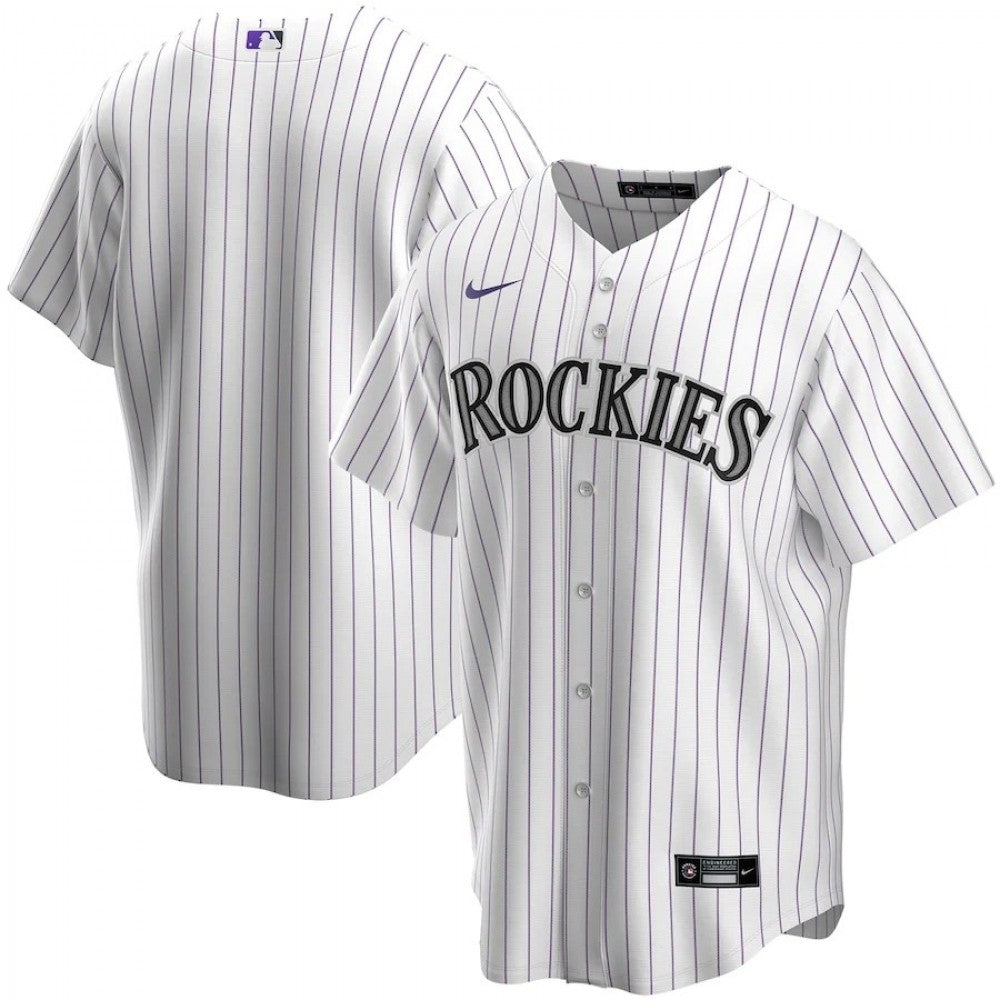 Men's Colorado Rockies Nike White&amp;Purple Home 2020 MLB Jersey
