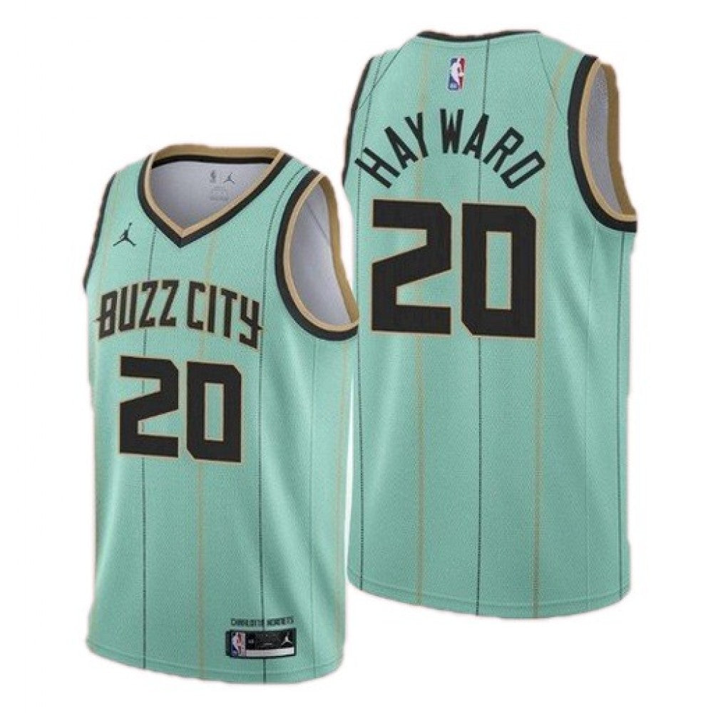 Men's Charlotte Hornets Hayward #20 Jordan Green Swingman NBA Jersey - Association Edition
