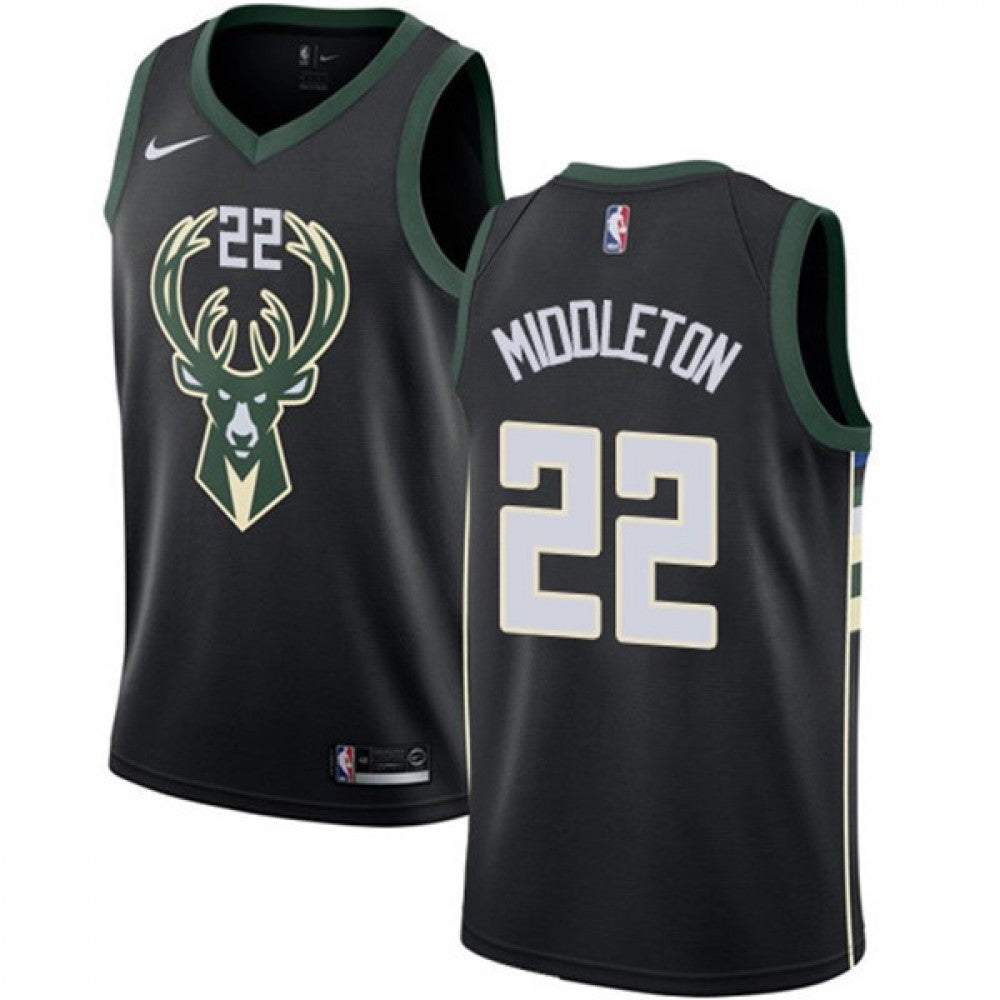 Men's Milwaukee Bucks Khris Middleton #22 Nike Black Swingman NBA Jersey - Statement Edition