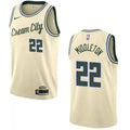 Men's Milwaukee Bucks Khris Middleton #22 Nike White Cream Swingman NBA Jersey - City Edition