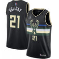 Men's Milwaukee Bucks Jrue Holiday #21 Jordan Black 2020/21 Swingman NBA Jersey - Statement Edition