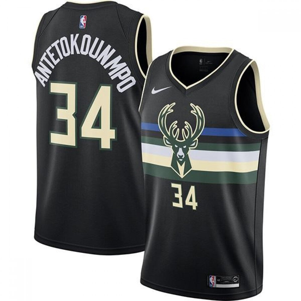 Men's Milwaukee Bucks Giannis Antetokounmpo #34 Black 2020 Swingman NBA Jersey - Statement Edition