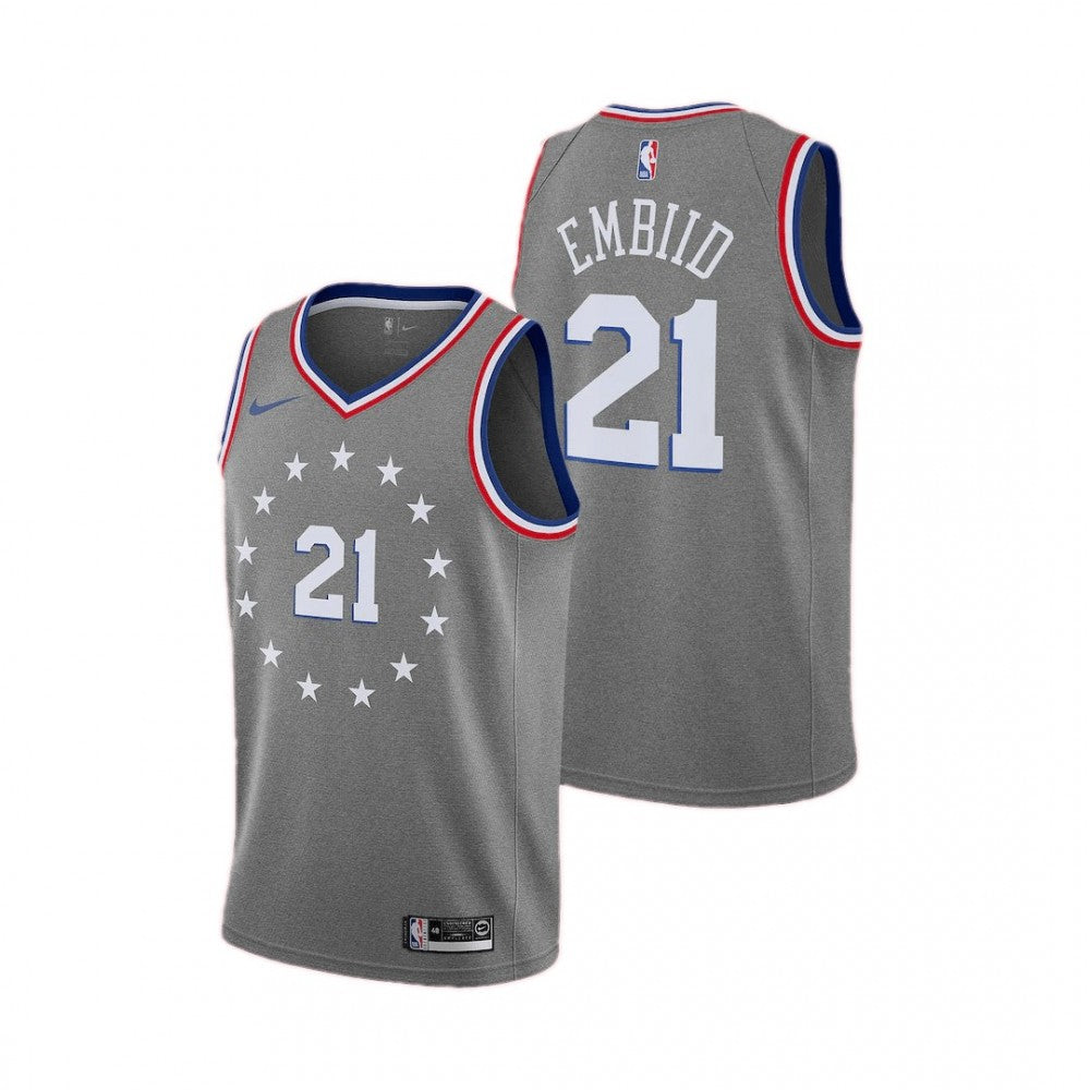 Men's Philadelphia 76ers Joel Embiid #21 Gray Swingman NBA Jersey - City Edition