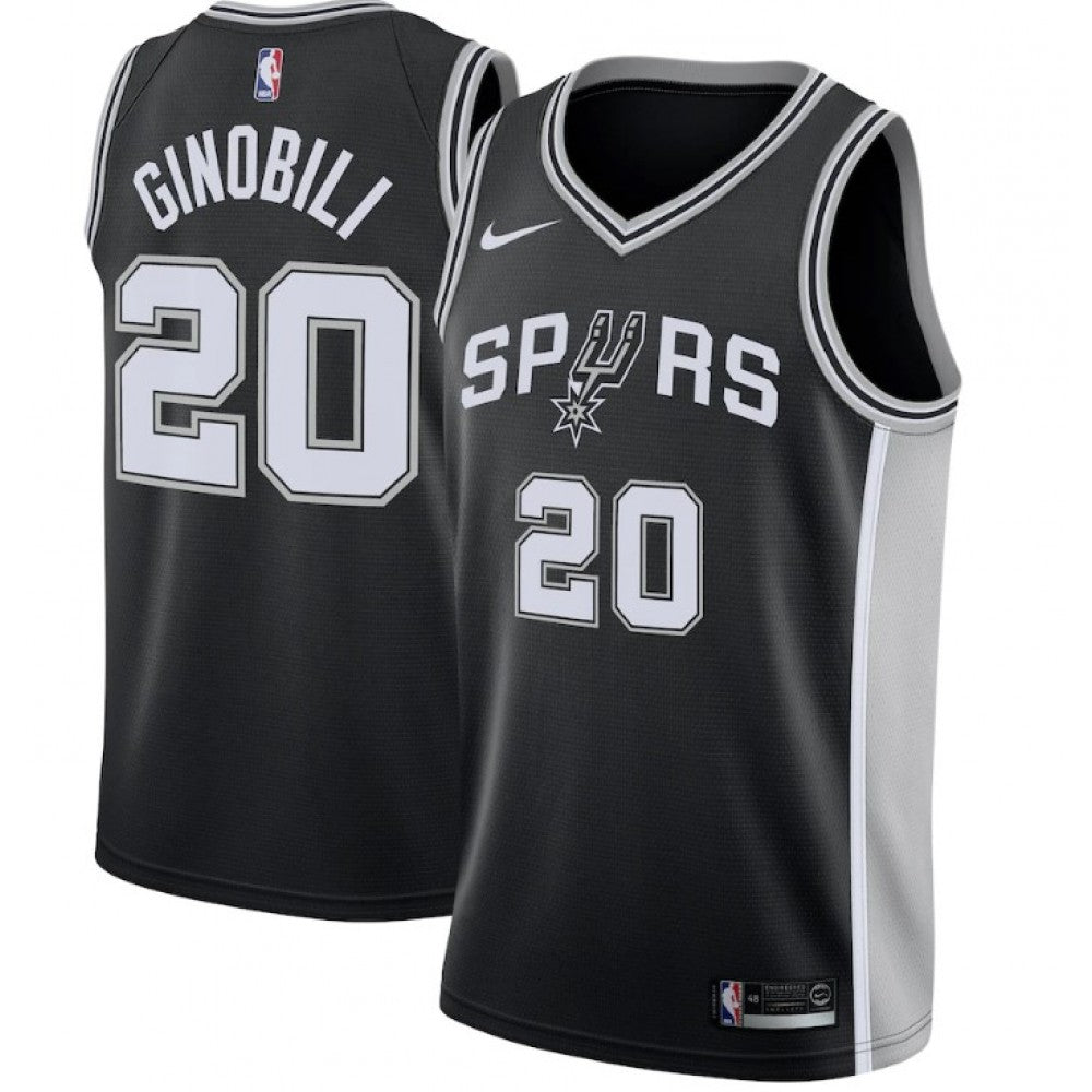 Men's San Antonio Spurs Manu Ginobili #20 Nike Black 2020/21 Swingman NBA Jersey - Icon Edition