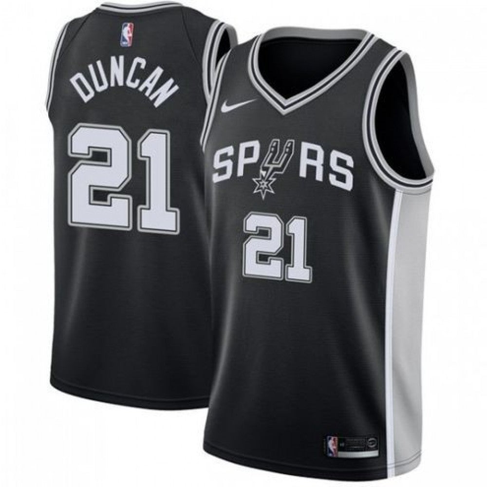Men's San Antonio Spurs Tim Duncan #21 Nike Black 2020/21 Swingman NBA Jersey - Icon Edition