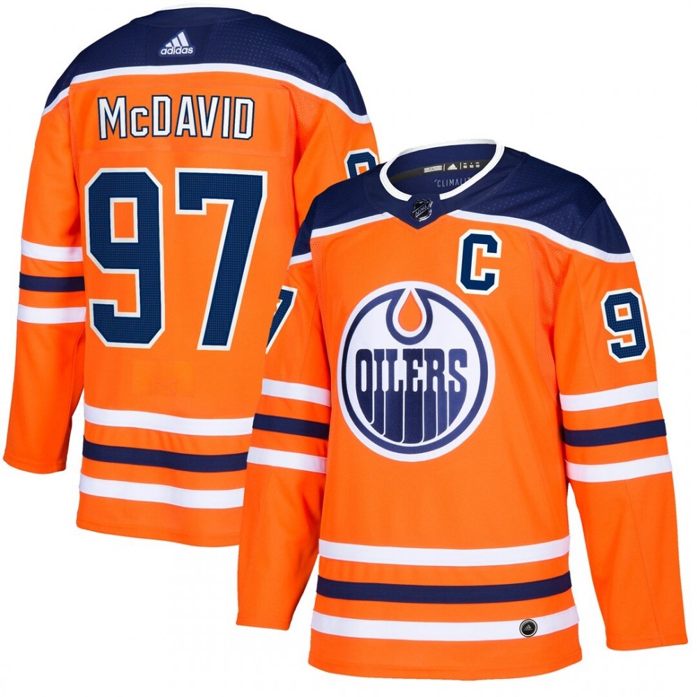 Men's Edmonton Oilers  Connor McDavid #97 adidas Orange Alternate Authentic NHL Jersey