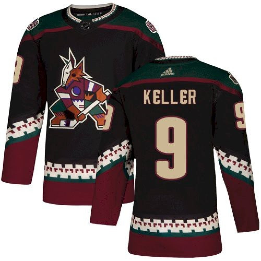 Men's Arizona Coyotes Clayton Keller #9 adidas Black Alternate Authentic NHL Jersey