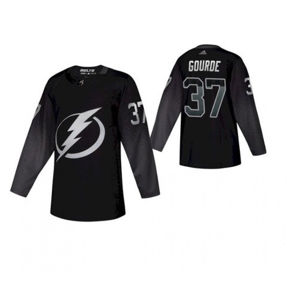 Men's Tampa Bay Lightning Yanni Gourde #37 Adidas Black Alternate Authentic NHL Jersey