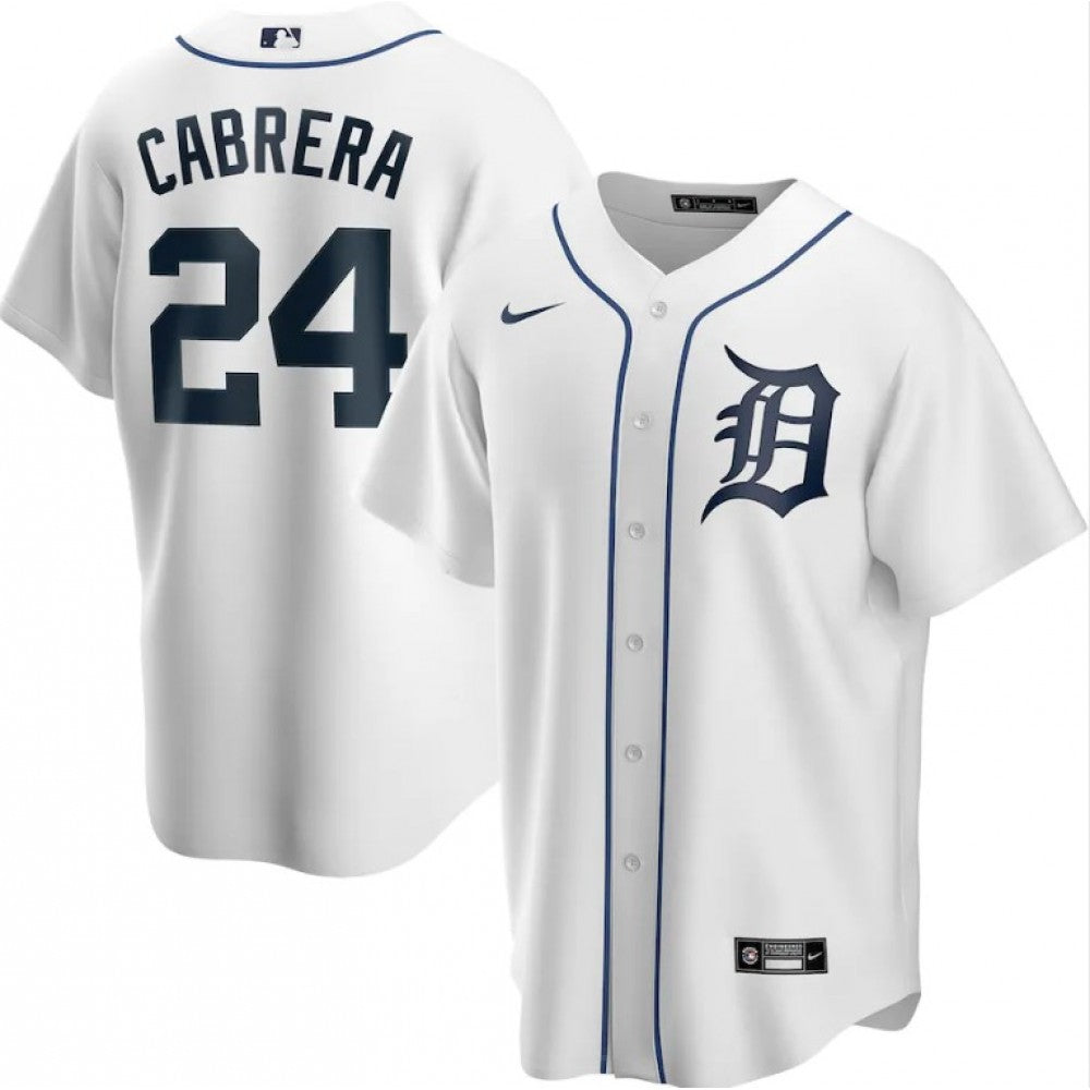 Men's Detroit Tigers Miguel Cabrera 24# Nike White Home 2020 MLB Jersey