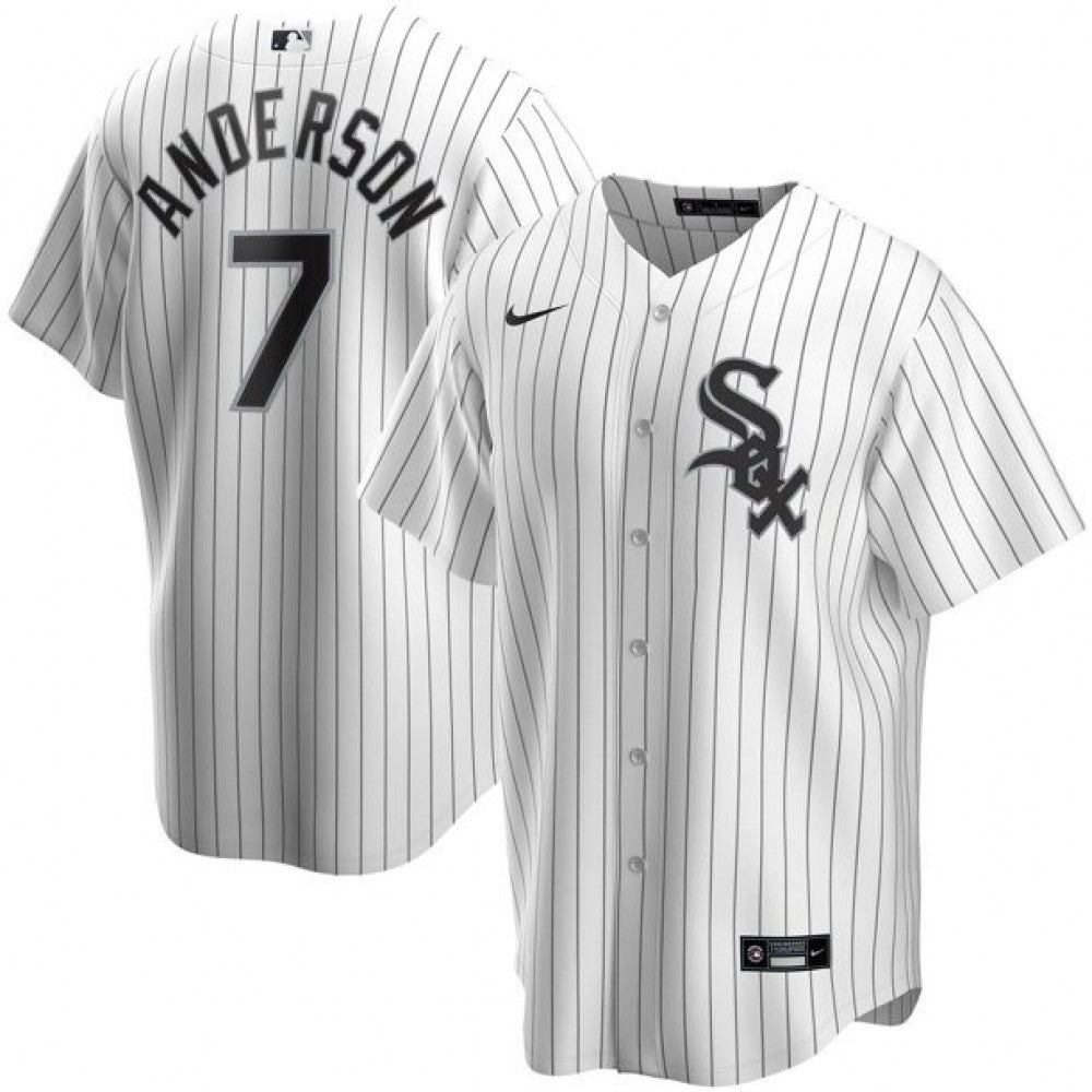 Men's Chicago White Sox Tim Anderson #7 Nike White&amp;Royal Home 2020 MLB Jersey