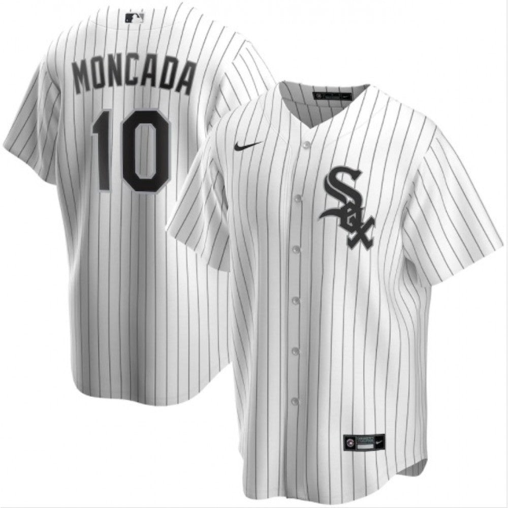 Men's Chicago White Sox Yon Moncada #10 Nike White&amp;Royal Home 2020 MLB Jersey
