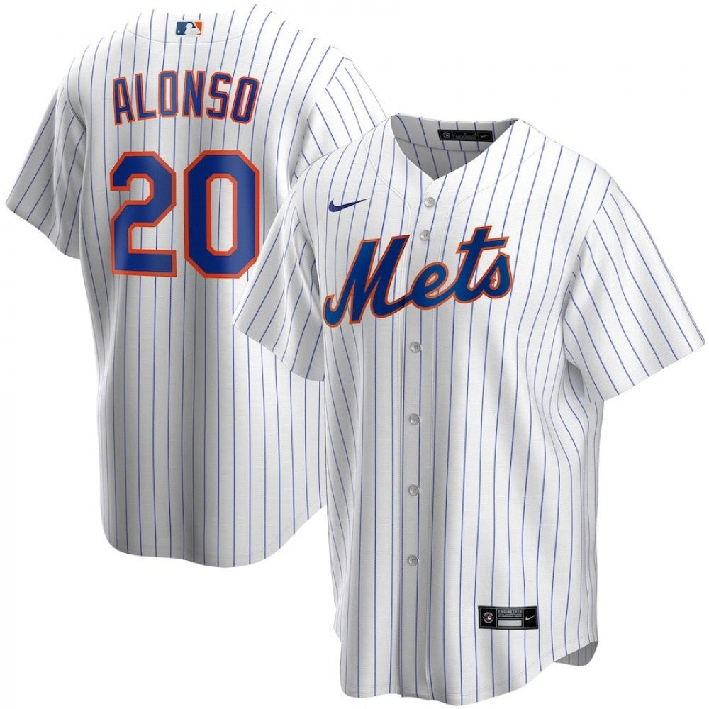 Men's New York Mets Pete Alonso #20 Nike White&amp;Royal Home 2020 MLB Jersey