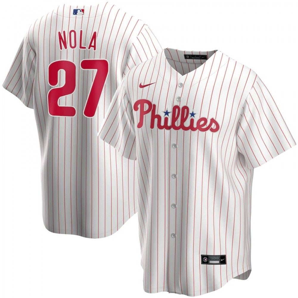 Men's Philadelphia Phillies Aaron Nola #27 Nike White&amp;Red Home 2020 MLB Jersey