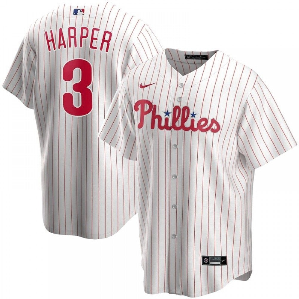 Men's Philadelphia Phillies Bryce Harper #3 Nike White&amp;Red Home 2020 MLB Jersey