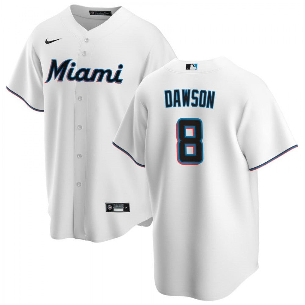 Men's Miami Marlins Andre Dawson #8 Nike White Home 2020 MLB Jersey