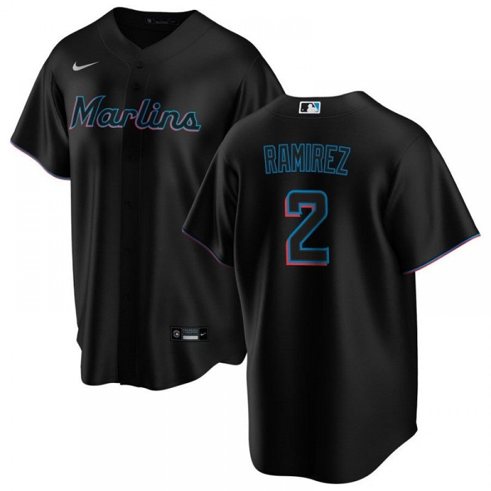 Men's Miami Marlins Harold Ramirez #2 Nike Black Alternate 2020 MLB Jersey