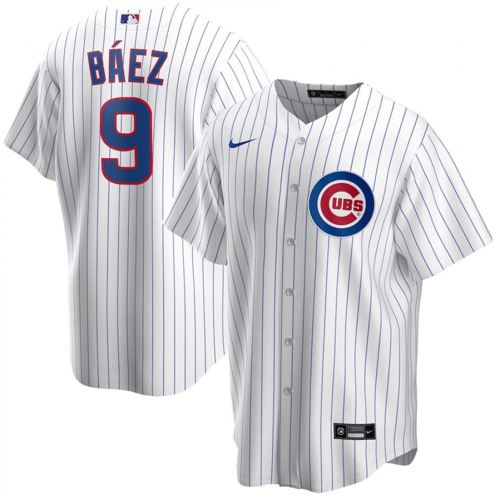 Men's Chicago Cubs Javier Baez #9 Nike White Home Player MLB Jersey