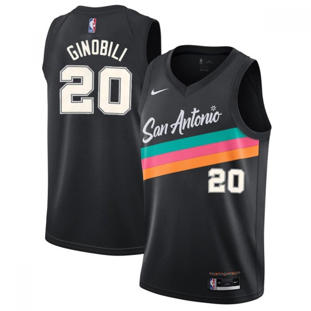 Men's San Antonio Spurs Manu Ginobili #20 Nike Black 20/21 Swingman NBA Jersey-City Edition