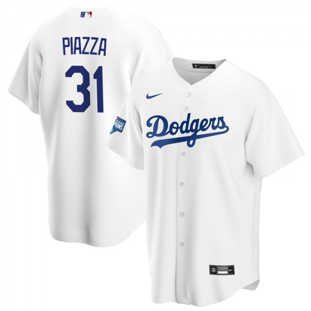 Men's Los Angeles Dodgers Mike Piazza #31 Nike White 2020 World Series Champions Home MLB Jersey