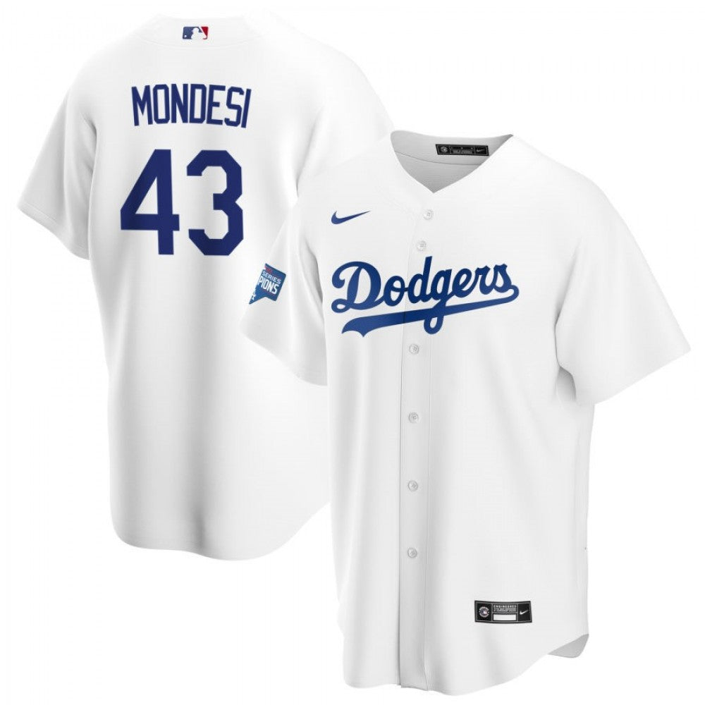Men's Los Angeles Dodgers Adalberto Mondes #43 Nike White 2020 World Series Champions Home MLB Jersey
