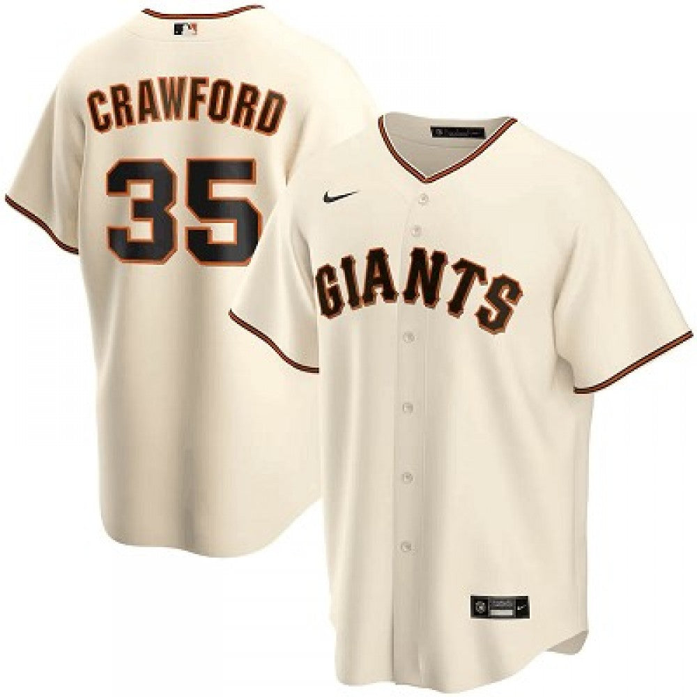 Men's San Francisco Giants Brandon Crawford #35 Nike Cream Home 2020 MLB Jersey