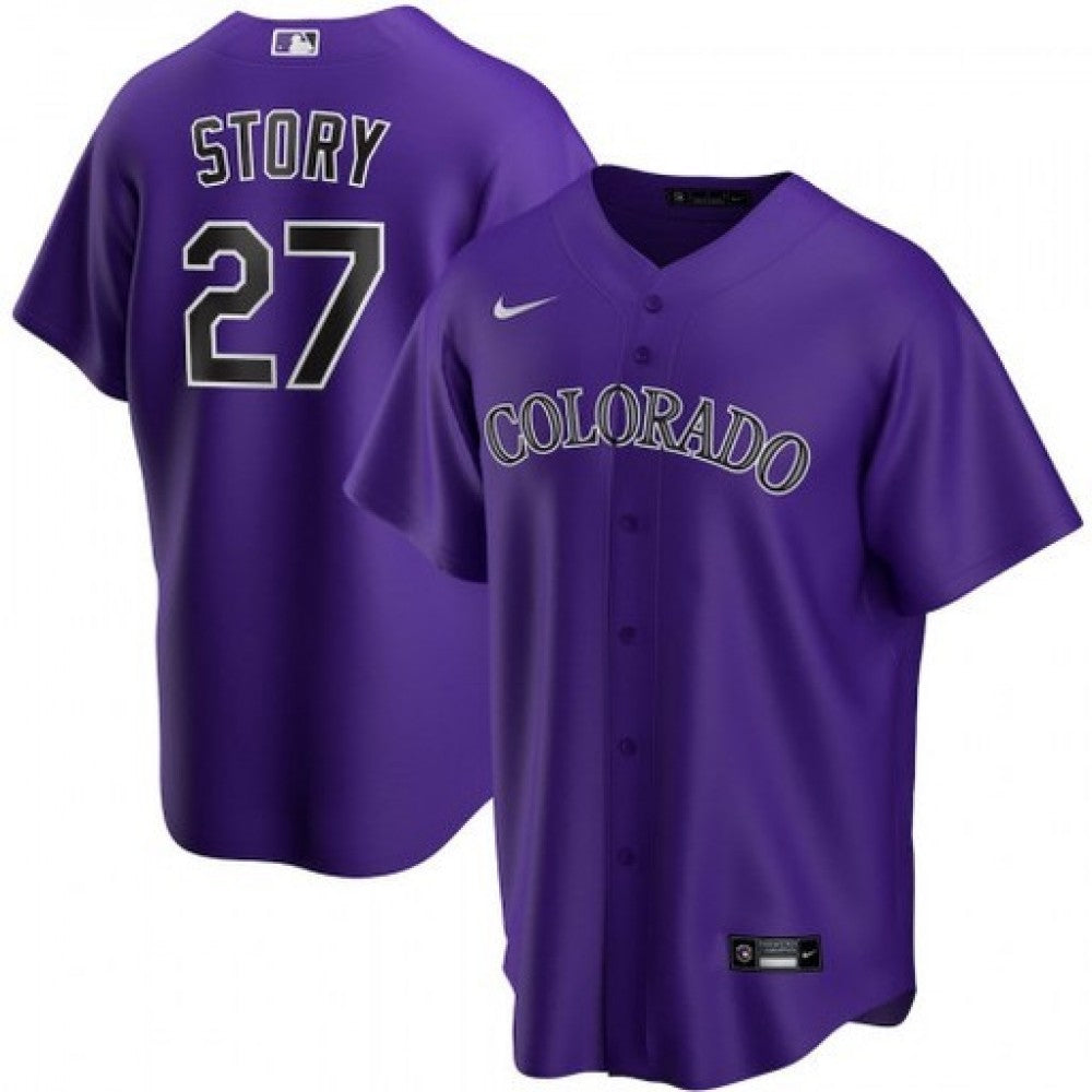 Men's Colorado Rockies Trevor Story #27 Nike Purple 2020 Alternate MLB Jersey