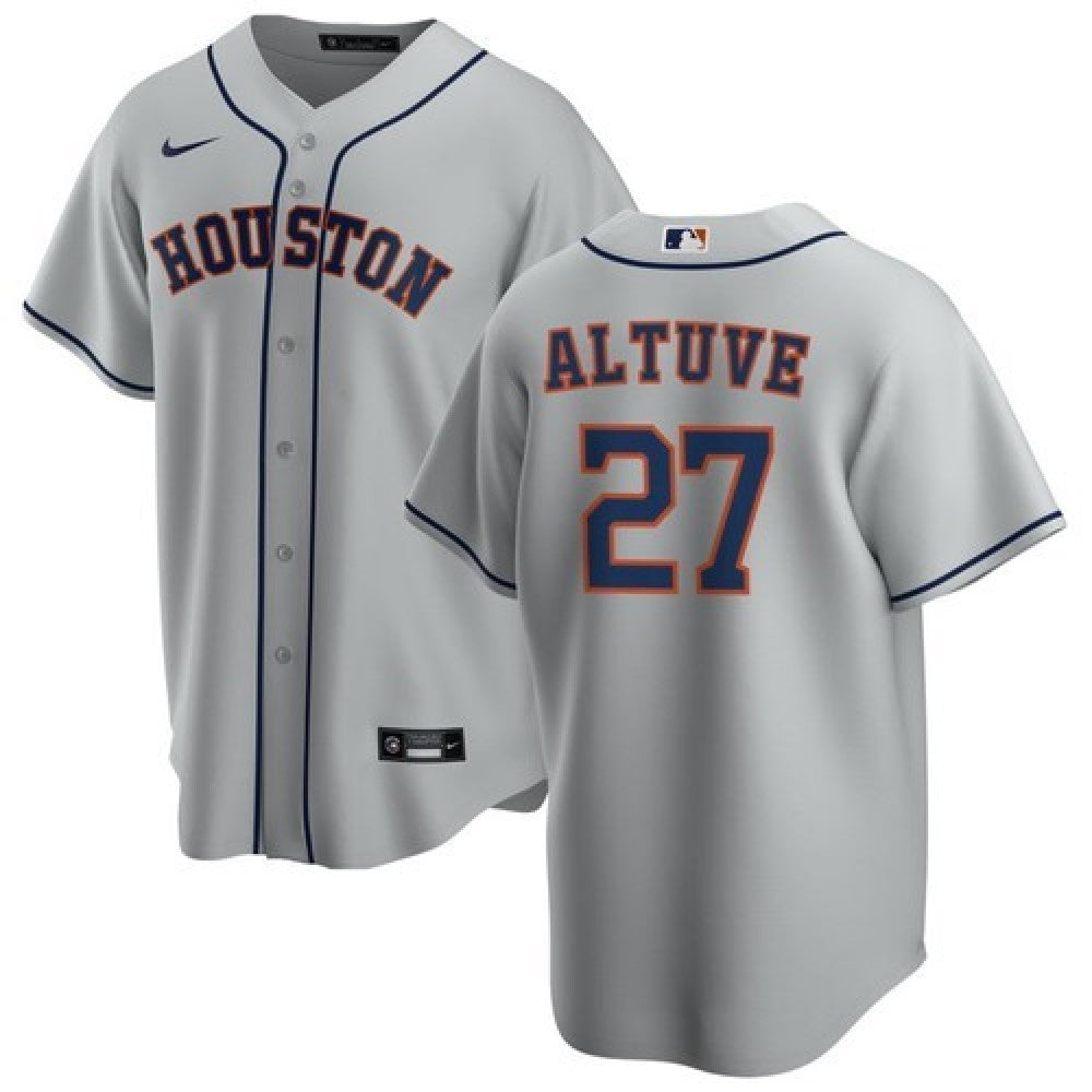 Men's Houston Astros Jos Altuve #27 Nike Gray Road Home 2020 MLB Jersey