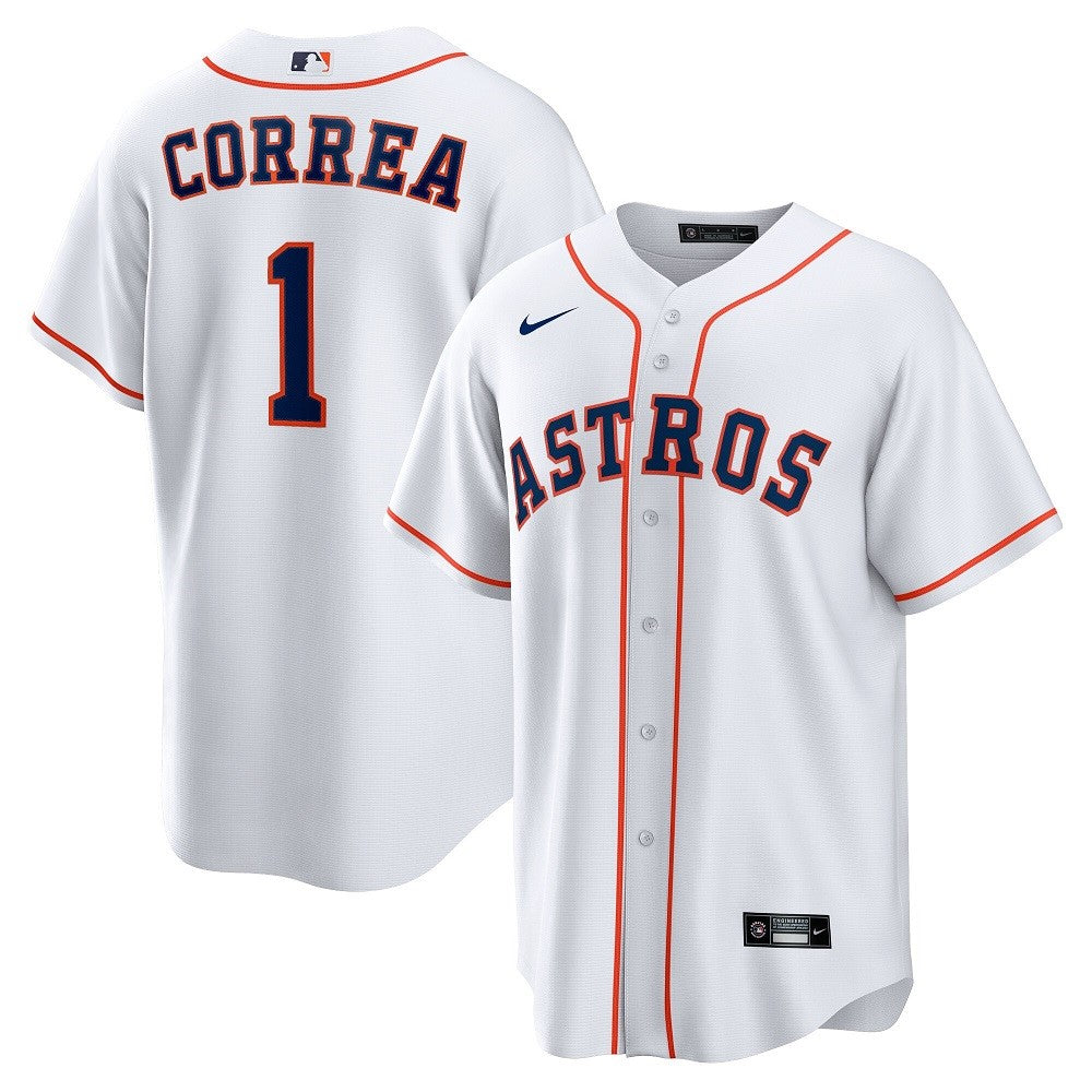 Men's Houston Astros Carlos Correa #1 Nike White Home 2020 MLB Jersey