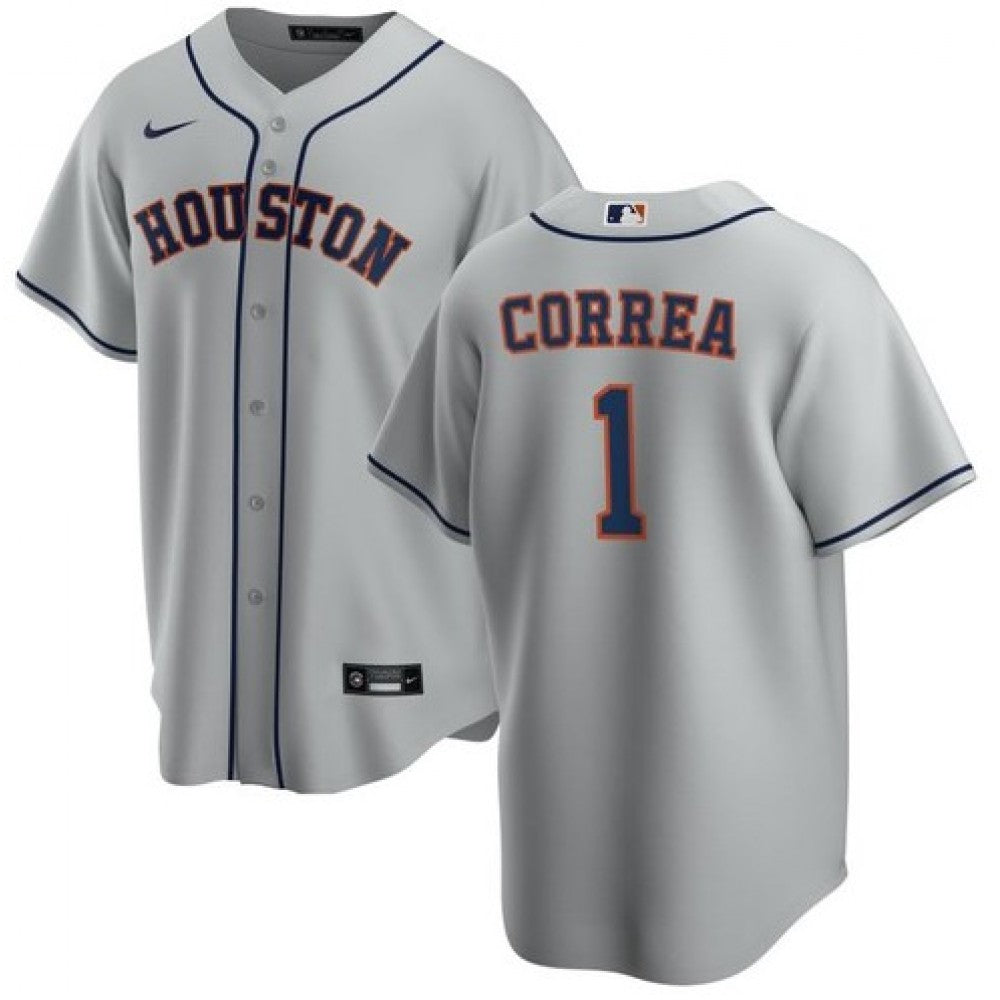 Men's Houston Astros Carlos Correa #1 Nike Gray Road Home 2020 MLB Jersey