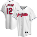 Men's Cleveland Indians Francisco Lindor #12 Nike White Home 2020 MLB Jersey