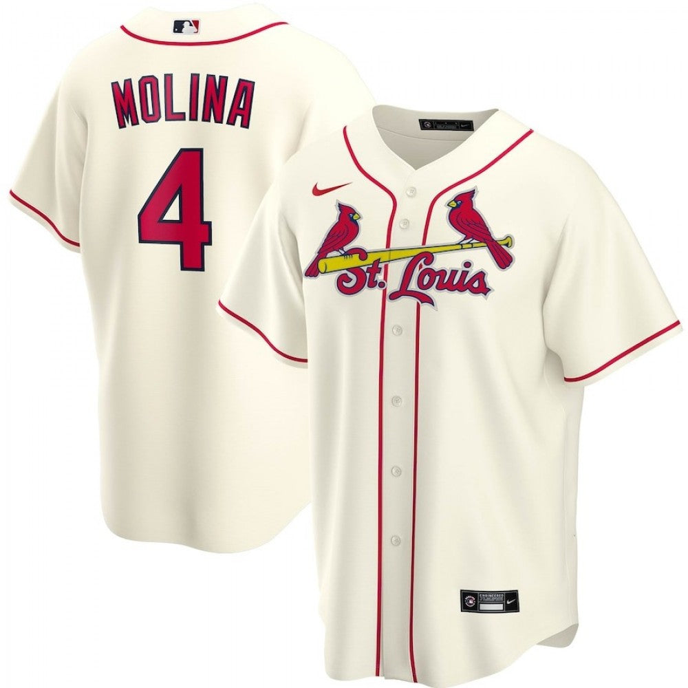 Men's St. Louis Cardinals Yadier Molina #4 Nike Cream Alternate 2020 MLB Jersey