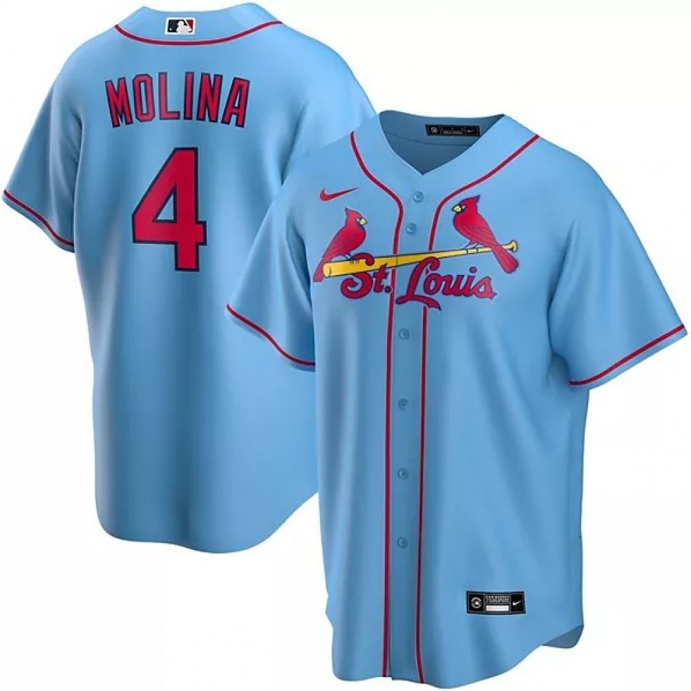 Men's St. Louis Cardinals Yadier Molina #4 Nike Light Blue Alternate 2020 MLB Jersey