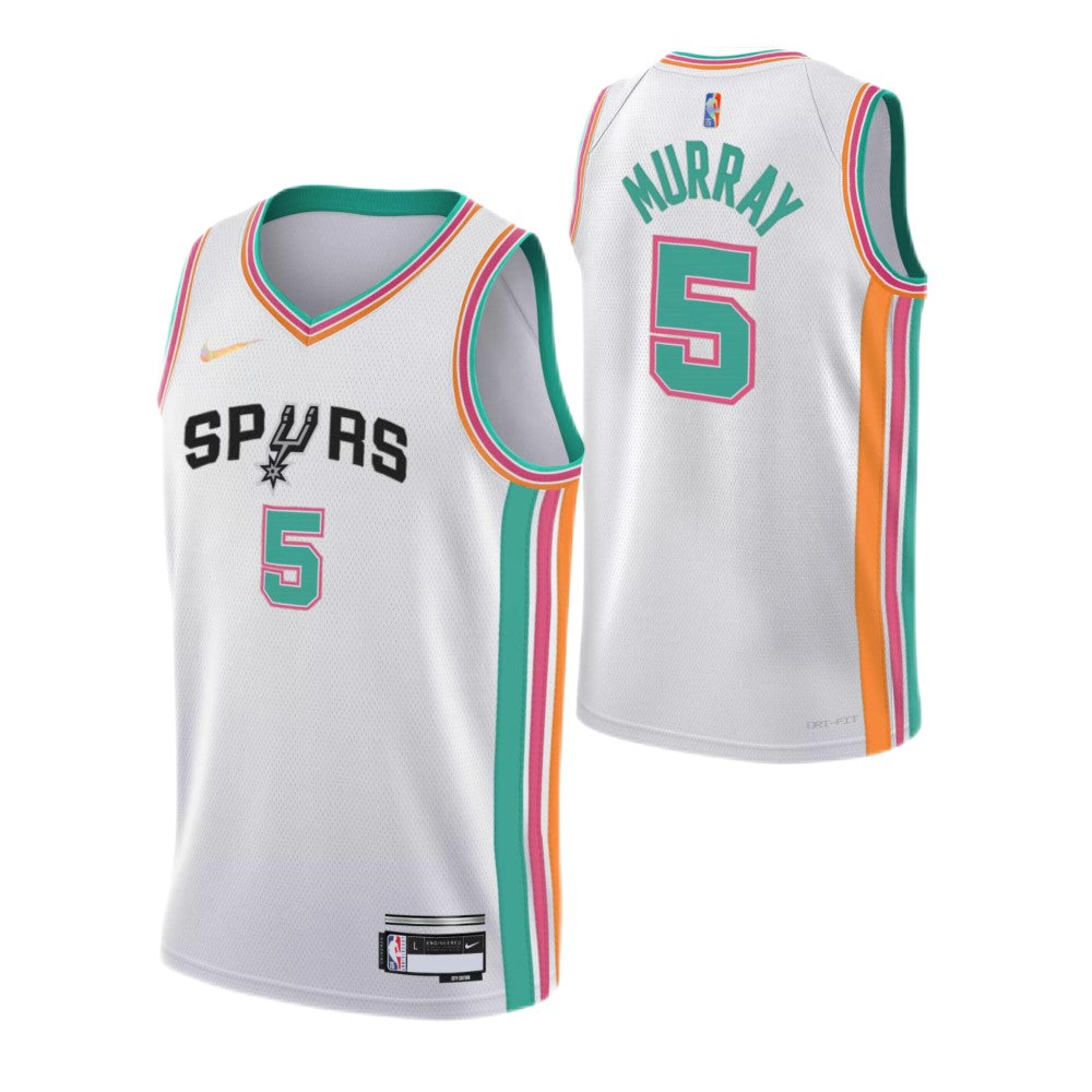 Men's San Antonio Spurs Dejounte Murray #5 Nike White 2021/22 Swingman NBA Jersey - City Edition