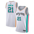 Men's San Antonio Spurs Tim Duncan #21 Nike White 2021/22 Swingman NBA Jersey - City Edition