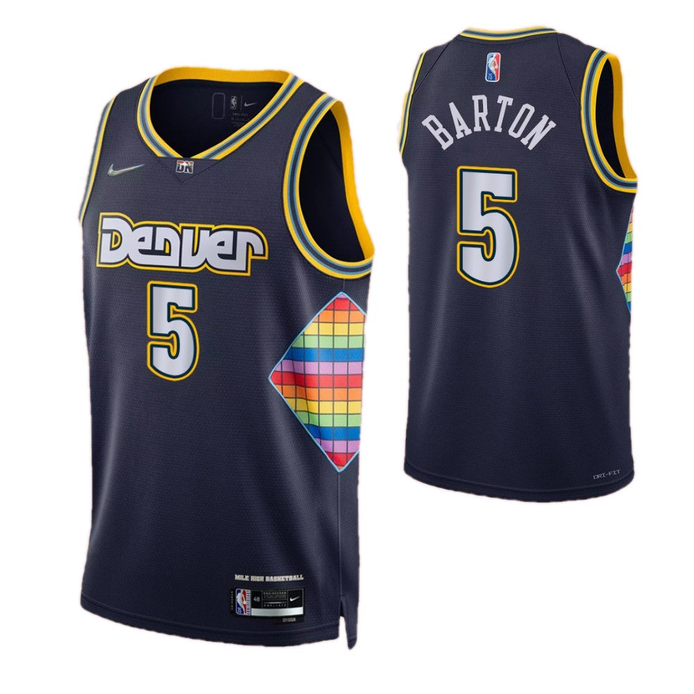 Men's Denver Nuggets Will Barton #5 Nike Navy 2021/22 Swingman NBA NBA Jersey - City Edition
